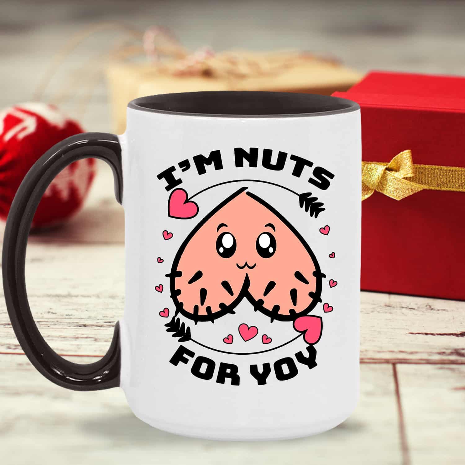 I’m Nuts For You Funny Valentine Accent Coffee Mug