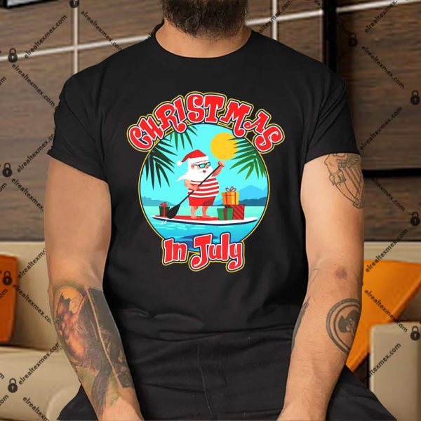 Christmas In July Surfer Santa Claus Shirt