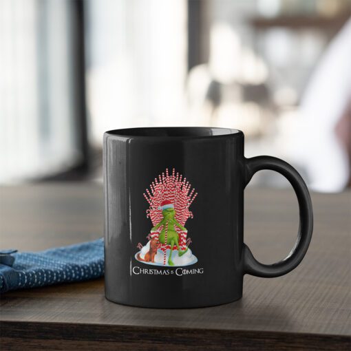 Grinch Is Coming Candy Cane Throne Funny Christmas Parody Mug