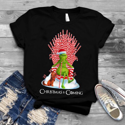 Grinch Is Coming Candy Cane Throne Shirt Funny Christmas Parody Shirt