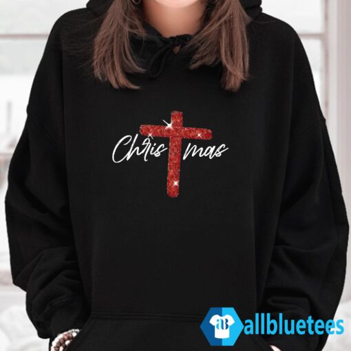 Retro Christmas Faith Cross Sweatshirt Hoodie Black z65