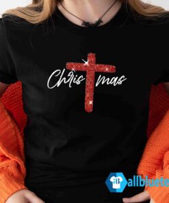 Retro Christmas Faith Cross Sweatshirt Lady T Shirt black L500