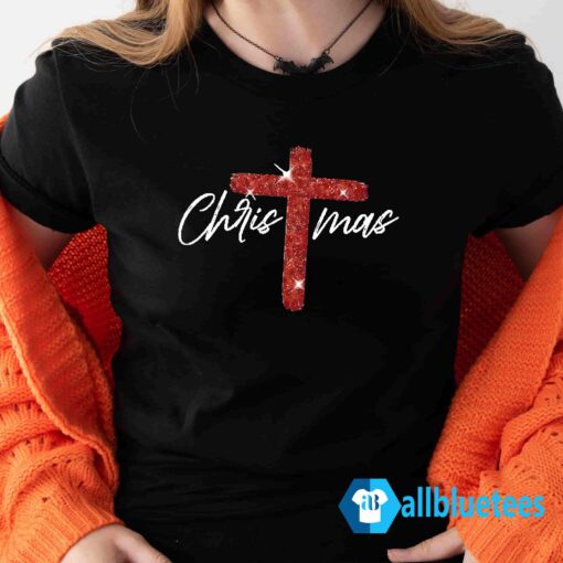 Retro Christmas Faith Cross Sweatshirt Lady T Shirt black L500