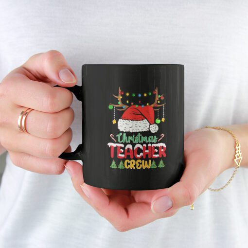 Santa and Reindeer Teacher Crew Merry Christmas Mug Funny Xmas Gift