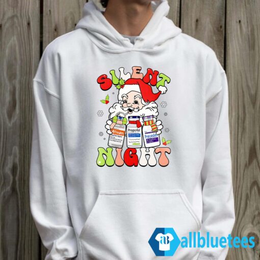 Silent Night Christmas Sweatshirt Hoodie White z65