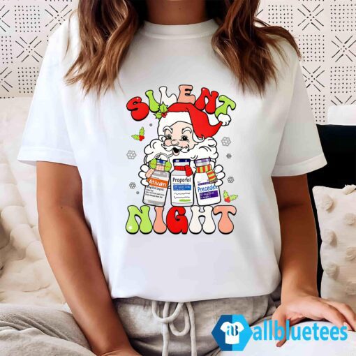 Silent Night Christmas Sweatshirt Women T Shirt white L500