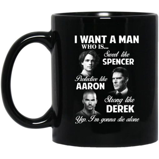 I Want A Man Who Is Sweet Like Spencer Protective Like Aaron Strong Like Derek Mug.jpg