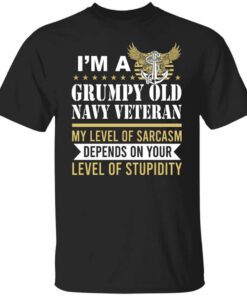 Im A Grumpy Old Navy Veteran My Level Of Sarcasm Depends On Your Level Of Stupidity T Shirt.jpg