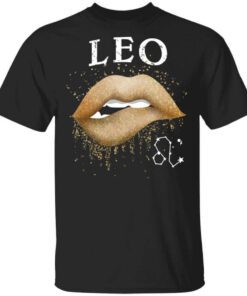 Leo Zodiac July August Birthday Gift Golden Lipstick T Shirt.jpg