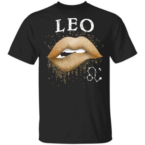 Leo Zodiac July August Birthday Gift Golden Lipstick T Shirt.jpg