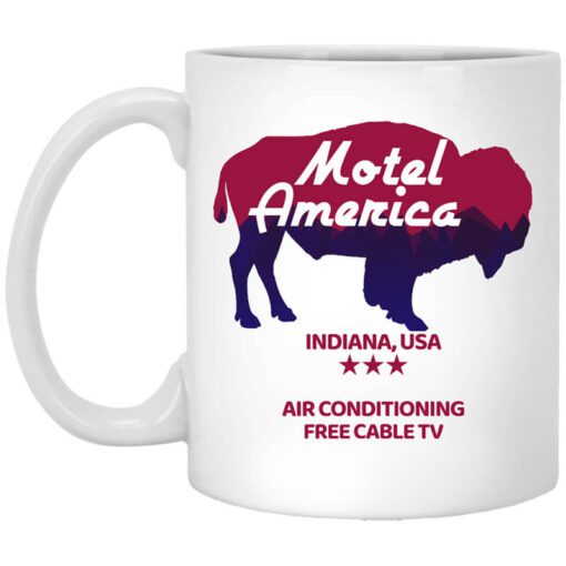 Motel America Indiana Usa Air Conditioning Free Cable Tv Mug.jpg