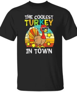 Coolest Turkey In Town Little Boys Thanksgiving Toddler Baby Shirt.jpg