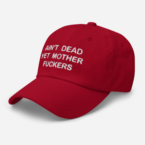 Aint Dead Yet Mother Fckers Hat Classic Dad Hat Cranberry Left Front 64048b3287dba.jpg