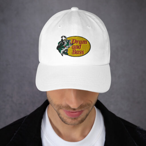 Drum And Bass Classic Dad Hat White Front 6422d18556106.jpg