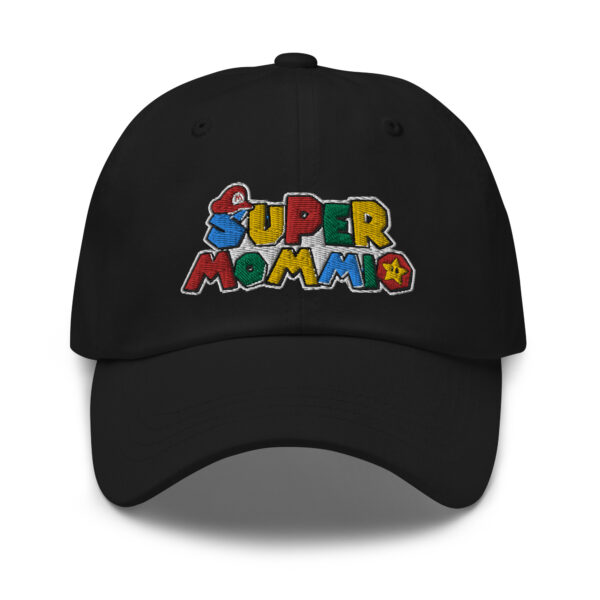 super mommio classic dad hat black front 644127689b381