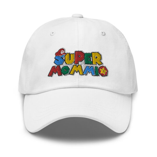 super mommio classic dad hat white front 6441276845e24