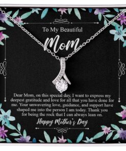 To My Beautiful Mom Necklace - Dear Mom, On This Special Day Alluring Beauty Necklace - Mothers Day Necklace Message Card, Gift For Mom