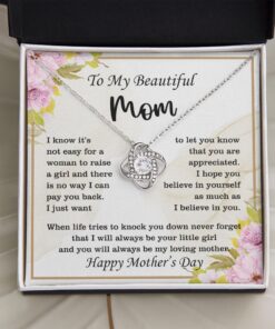 Gift For Mom From Daughter / Son, To My Beautiful Mom Necklace, Unique Mothers Day Gift Ideas, Mother's Day Love Knot Necklace