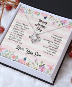 Gifts For Mom Love Knot Necklace, Happy Mother's Day - Gift From Son Necklace Message Card, Mother's Day Gift