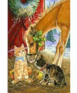 Farmer Life Cat And Horse Animals Lovers Vertical Poster, Canvas 8 0wmou b5pxr pdnla
