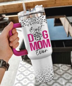 Best Dog Mom Ever Insulated Tumbler Cup With Handle and Straw – Dog Mom Gifts