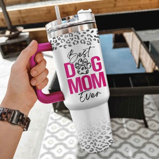 Best Dog Mom Ever Insulated Tumbler Cup With Handle and Straw – Dog Mom Gifts