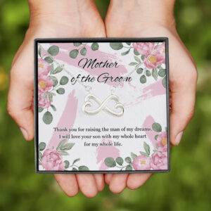 Thank You for Raising the Man of My Dreams Mother of the Groom Gift Infinity Heart Pendant Necklace