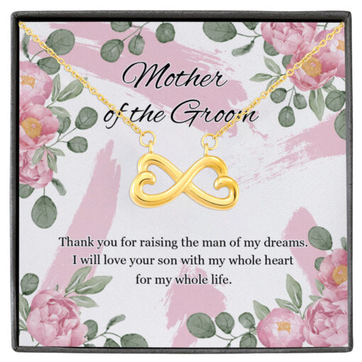 Thank You for Raising the Man of My Dreams Mother of the Groom Gift Infinity Heart Pendant Necklace