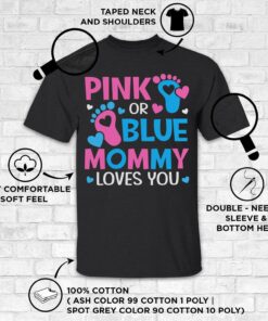 Pink Or Blue Mommy Loves You T-Shirt – Baby Gender Reveal Party Shower Shirt 19 230203060000 CubeBik Image B8531D87CD6F