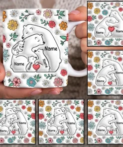 Custom Mama Bear 3d Mug Up To 5 Kids Personalized Mothers Day Gift Coffee Cup