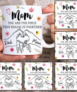 Custom Mom And Kids Mug Up To 6 Kids Holding Moms Hand Personalized 11oz 15oz Coffee Mug