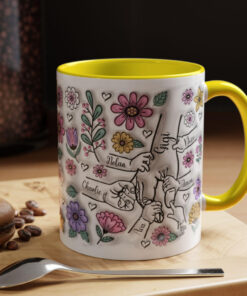 Hand In Hand, I Will Always Protect You - Gift For Mom, Grandma - 3D Inflated Effect Printed Mug, Personalized White Edge-to-Edge Mug 17 Custom Up To 6 Kids Holding Moms Hand 2