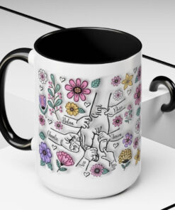 Hand In Hand, I Will Always Protect You - Gift For Mom, Grandma - 3D Inflated Effect Printed Mug, Personalized White Edge-to-Edge Mug 16 Custom Up To 6 Kids Holding Moms Hand