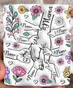 Hand In Hand, I Will Always Protect You - Gift For Mom, Grandma - 3D Inflated Effect Printed Mug, Personalized White Edge-to-Edge Mug 14 Custom Up To 7 Kids Holding Moms Hand