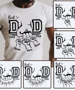Custom Fist Bump Dad Shirt with Up to 9 Kids’ Names – Personalized Father’s Day Gift