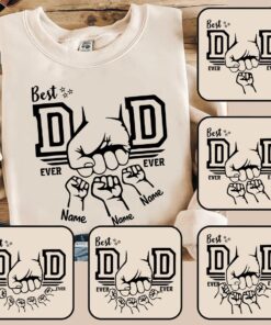 Custom Fist Bump Dad Shirt with Up to 9 Kids’ Names – Personalized Father’s Day Gift