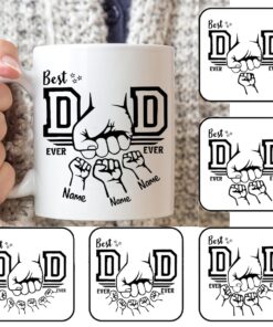 Custom Fist Bump Dad Shirt with Up to 9 Kids’ Names – Personalized Father’s Day Gift