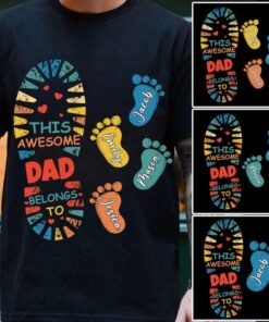 Personalized "This Awesome Dad Belongs To" Shirt – Custom Names for Father’s Day