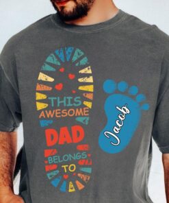 Personalized "This Awesome Dad Belongs To" Shirt – Custom Names for Father’s Day 17 Personalized