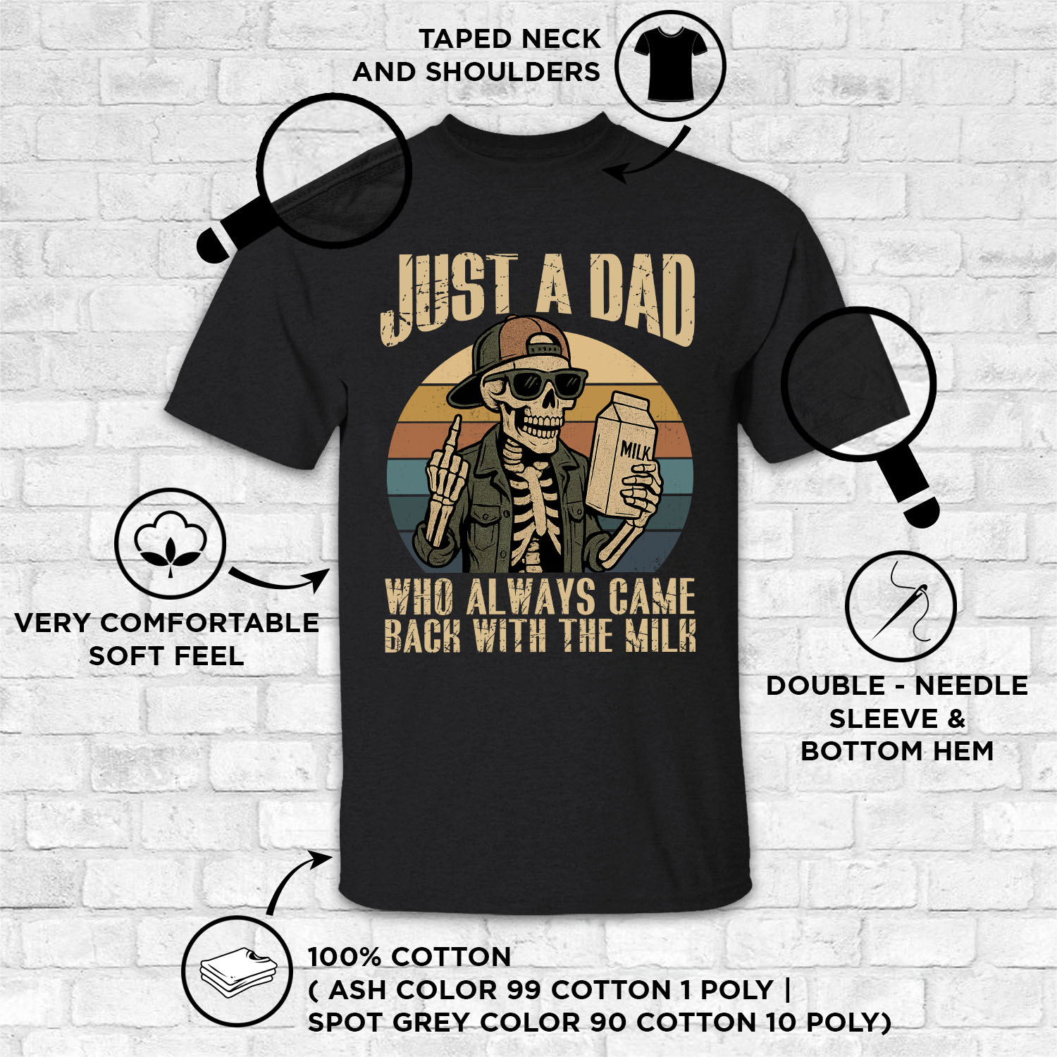 Just A Dad Who Always Came Back With The Milk Funny Skeleton Vintage Retro Shirt 46 250530090010 CubeBik Image 7635DF015B66 1