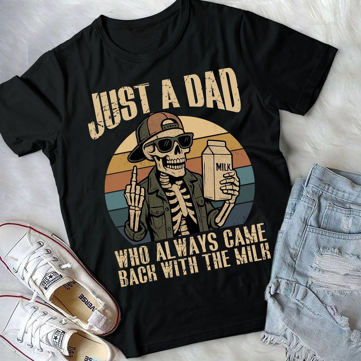 Just A Dad Who Always Came Back With The Milk Funny Skeleton Vintage Retro Shirt 44 250530090024 CubeBik Image 24D1054048EC 1
