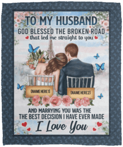 Personalized To My Husband God Blessed The Broken Road Arctic Fleece Blanket – Sherpa Blanket 1