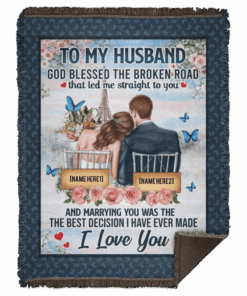 Personalized To My Husband God Blessed The Broken Road Arctic Fleece Blanket – Sherpa Blanket 2