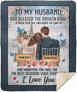 Personalized To My Husband God Blessed The Broken Road Arctic Fleece Blanket – Sherpa Blanket 4