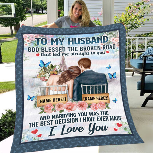 Personalized To My Husband God Blessed The Broken Road Arctic Fleece Blanket – Sherpa Blanket