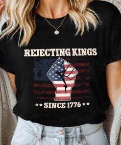 Rejecting Kings Since 1776 Patriotic American Flag Vintage Retro Shirt