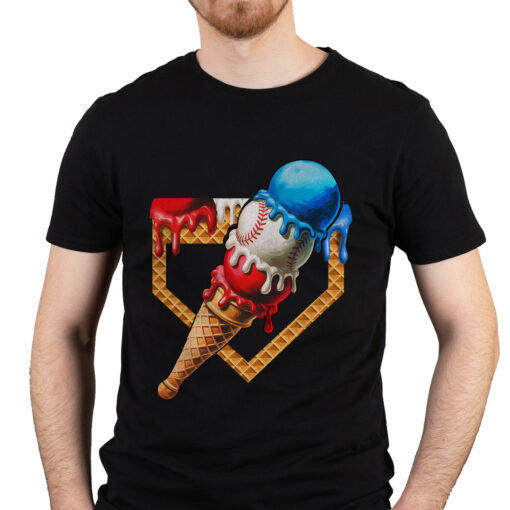 Baseball Ice Cream Funny 4th Of July Shirt Baseball Lover Gifts 3