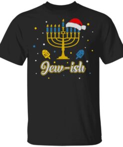 Christmas Ugly Hanukkah Sweater menorah Santa hat Jew-ish Shirt