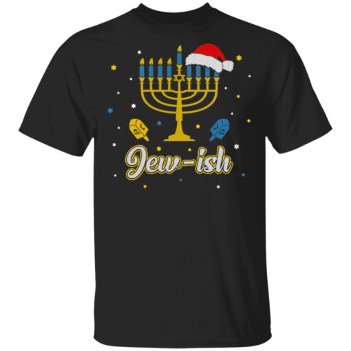 Christmas Ugly Hanukkah Sweater menorah Santa hat Jew-ish Shirt
