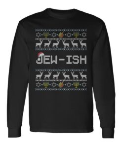 Fun Ugly Hanukkah Sweater Jew-Ish Santa Hat Merry Christmas T-Shirt 21 fun ugly hanukkah sweater jew ish santa hat merry christmas long t shirt 20231008105913 sxy01waw